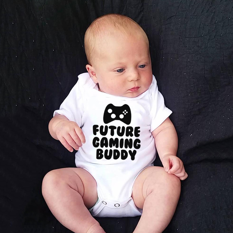 

Future Gaming Buddy Newborn Baby Boys Girls Funny Romper Infant Cotton Short Sleeve Clothes Toddler Fashion Jumpsuit 0-24M, Null-srpwh-