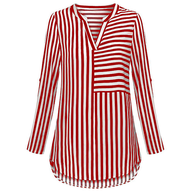 

Womens Tops And Blouses Autumn 2019 High Quality Streetwear Striped Long Sleeve Linen Shirts Tunic V Neck Top Harajuku Clothes, Black