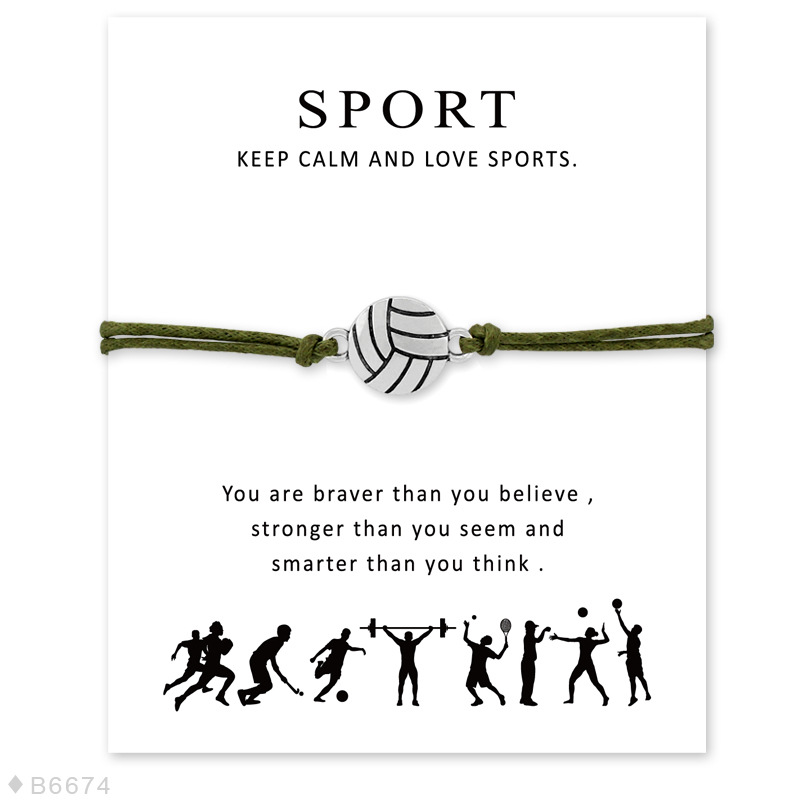 

New Handmade Rope Sport Lob ball Charm Bracelets for Women Men Friendship Statement Best Wish Jewelry Gift With Cards