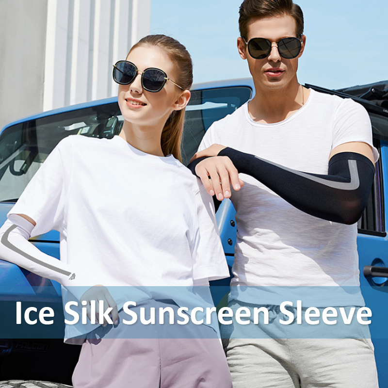

2PCS Sunscreen Sleeve Ice Silk Unisex Cuff Summer Cool Sleeves UV Protection Arm Sleeve Summer Outdoor Sports Cycling Driving, White