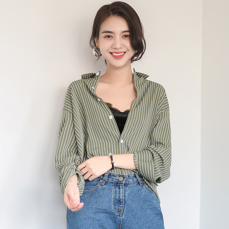 

Spring Women Summer striped Blouse Korean Long Sleeve Womens Tops Blouses Shirts Feminina Tops, The picture color