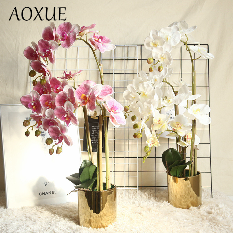 

83cm Phalaenopsis artificial flower plant bonsai wedding Home decoration INS wind artificial plant wall flower arrangement, White