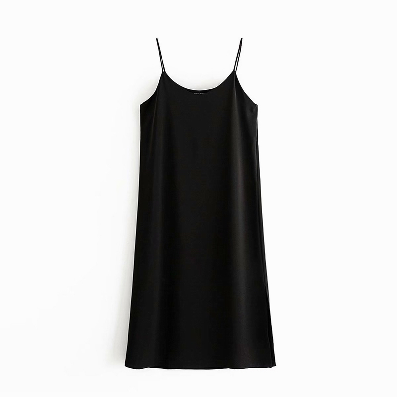 

Women Summer Long Dress 2020 New Fashion Home Clothing Female Spaghetti Strap Dresses, Black