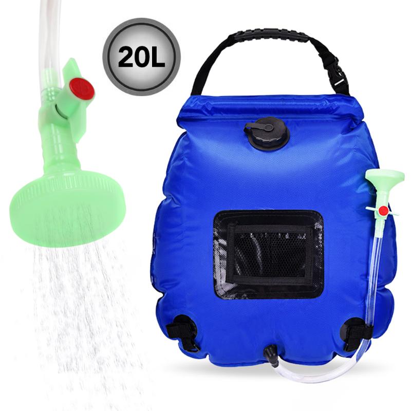 

Water Bag Collapsible Water Container 20L Portable Camping Shower Bag Hot by Solar Power for Outdoor, Blue