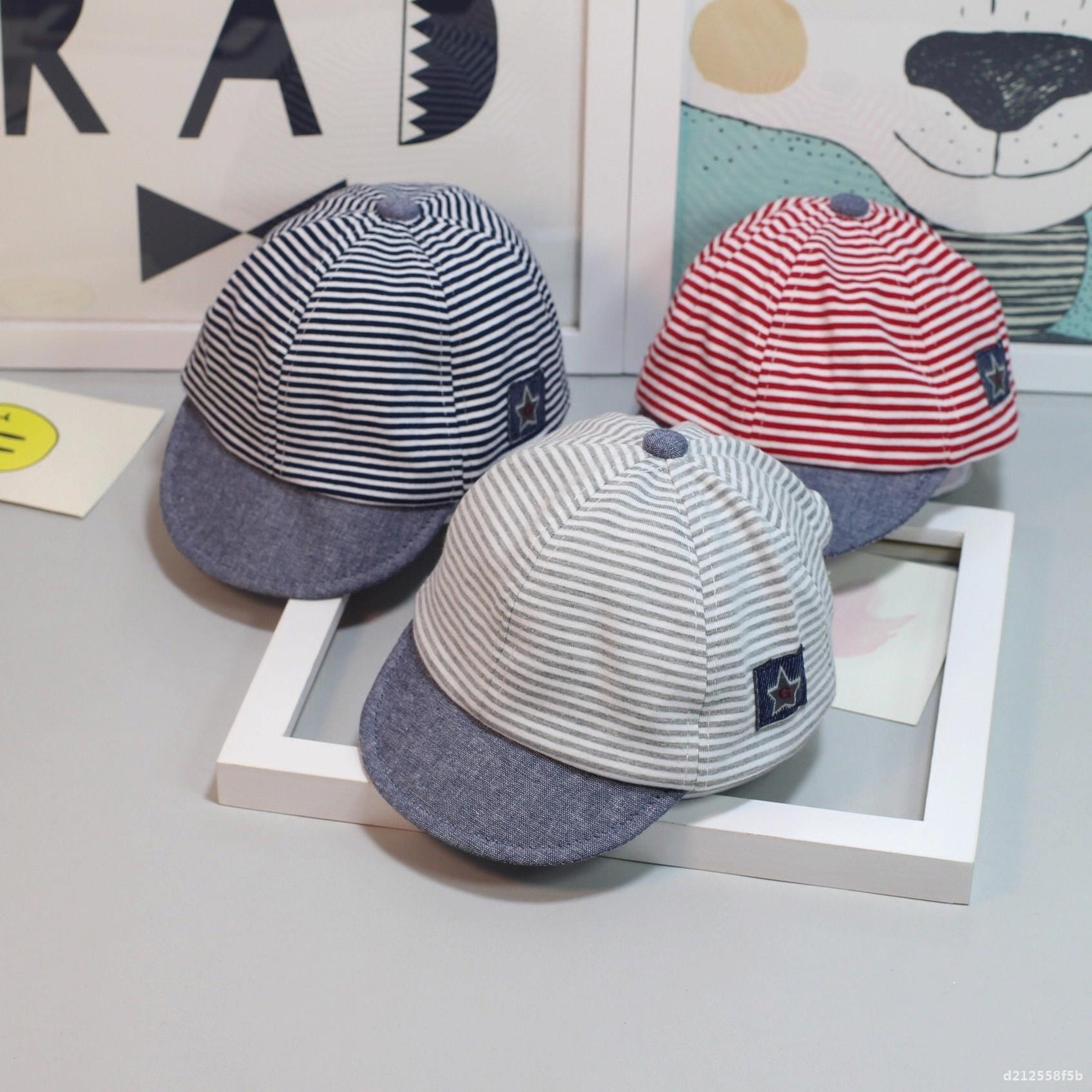 Baby Summer Soft Cotton Striped Baseball Cap Breathable Eaves Beret Sun Hat New