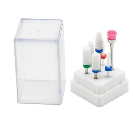 

7 Pcs Ceramic Nail Drill Bits Set with Box Milling Cutter Manicure Machine Accessories Electric Nail Files Art Tools