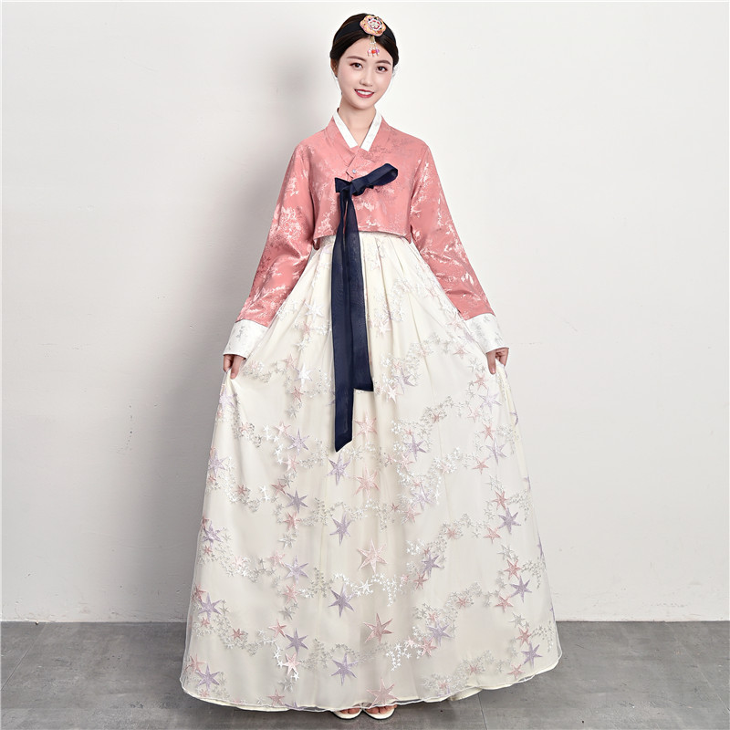 

Korean Fashion Ancient Costume Women Hanbok Dress Stage Performance Traditional Court Wedding Pincess Dress Minority Clothing