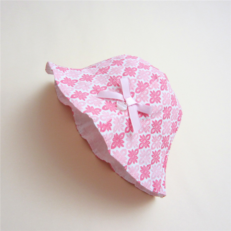 

Baby Girl Sun Summer Hat Beach Caps for Kids Geometric Pink Rhombus Printing Patter Toddler UV Protective Cap for Girls