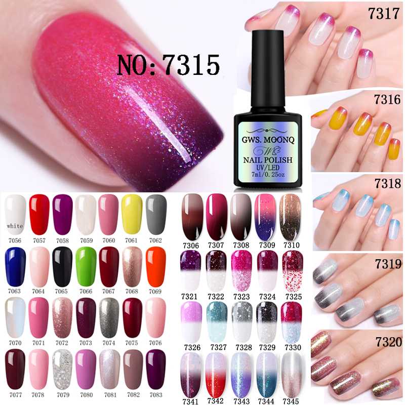

1 Bottle GWS MOONQ Color Changing Nail Gel Soak Off Gel Polish Thermal Temperature Change Nail, Base coat