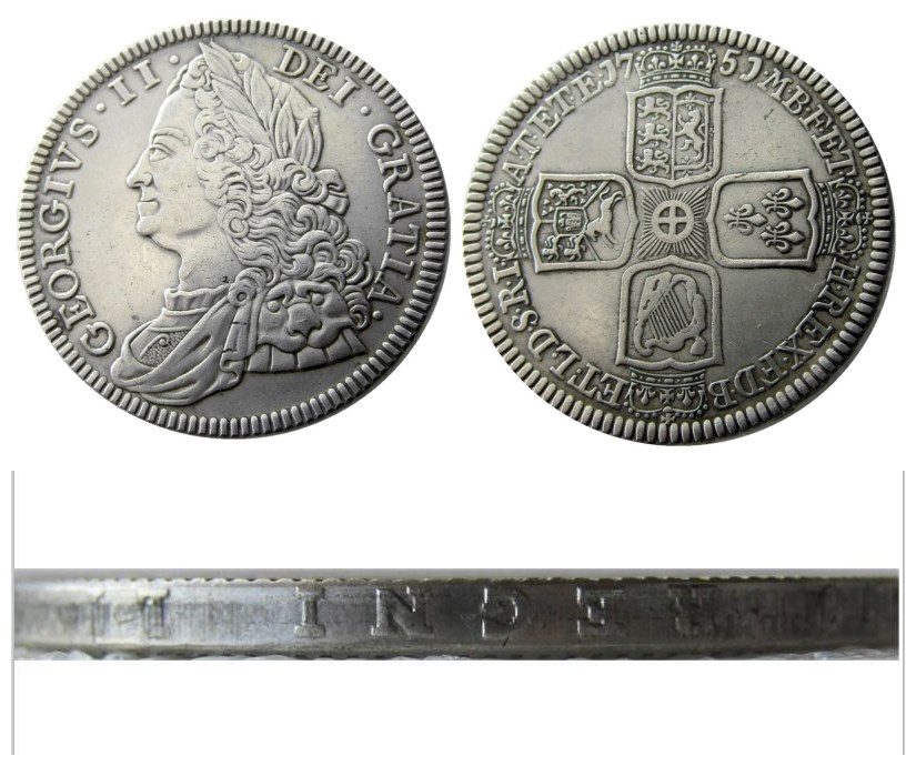 

GT BRIT. George II 1751 AR Crown Copy Coin High Quality on accessories