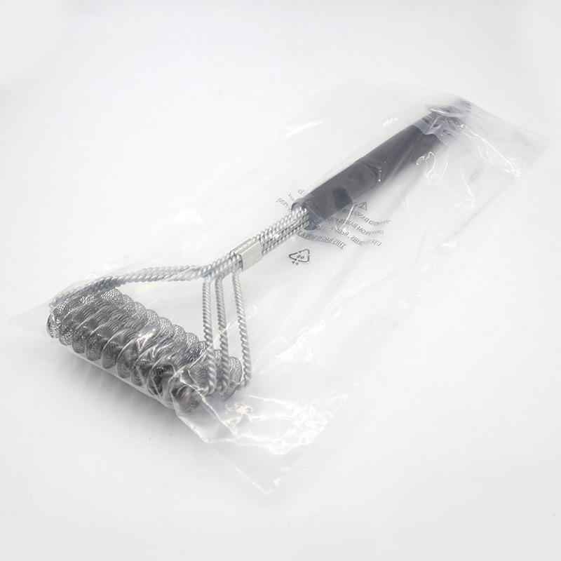 

Stainless Steel Barbecue Grill Cleaner Brush Three Wire Spring Cleaning Brush With Handle Durable Non-stick Clean Brush BBQ Tools VT0386, As picture