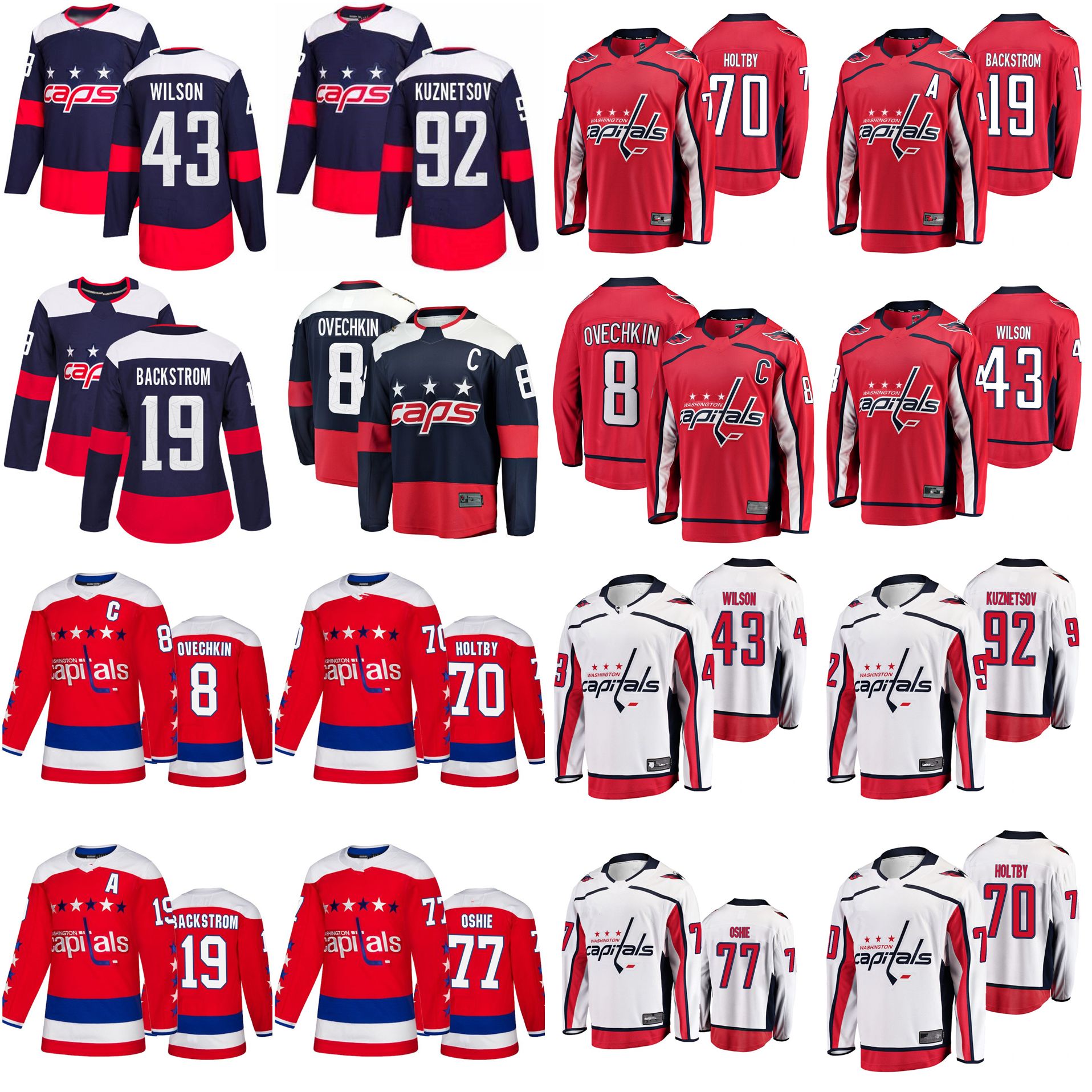 

Washington Capitals Jerseys 19 Nicklas Backstrom Jersey 43 Tom Wilson 92 Evgeny Kuznetsov Ice Hockey Jerseys Stitched Red White, Women's red home