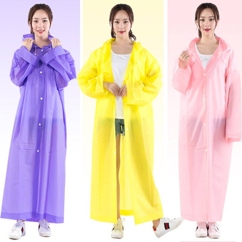

Candy Color Reusable Thicken EVA Raincoats Adult Waterproof Hooded Poncho Travel Camping Must Rain Coat Unisex Rainwear Free Shipping