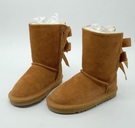 

FREE SHIPPING Kids Shoes Genuine Leather Snow Boots for Toddlers Boots With Bows Children Footwear Girls Snow Boots, Rose