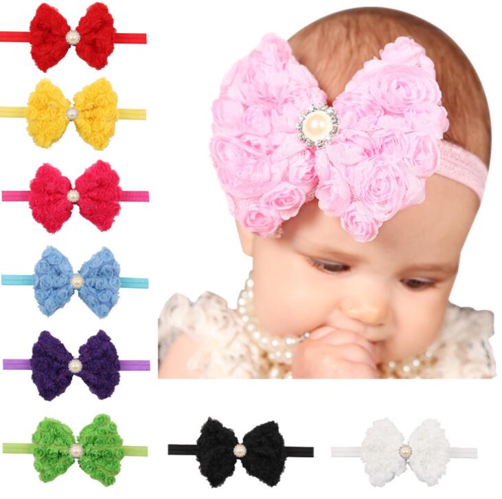 Floral Fall Baby Girls Rainbow Elastic Colorful Flower Headbands Hair Bands BY-14