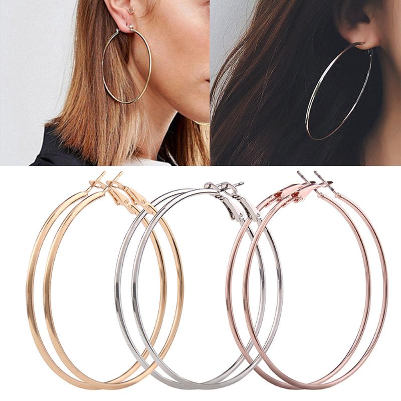 Nuevo antialérgico pendientes bucle en plata//color plata aretes bucles