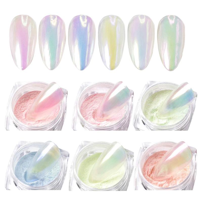 

6 Colors Mermaid Nail Glitter Powder on nails Shimmer Nail Polish Glitter DIY Pigment Powder Manicure Decorations, Silver;gold