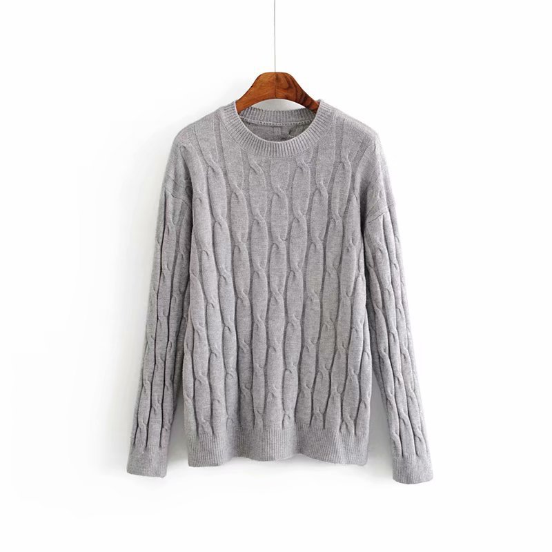 

woah 2019 Hui 38-1272 European and American fashion twist knitting a sweater, Gray