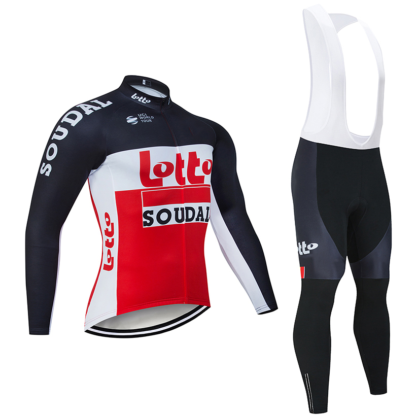 Winter Cycling jersey set 2020 Pro Team LOTTO Thermal Fleece Cycling clothing MTB bike jersey bib pants kit Ropa Ciclismo Invierno-image-539585016