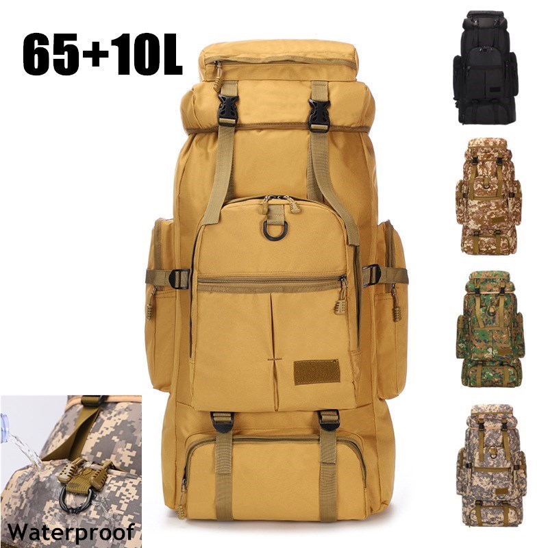 

75L Waterproof Camouflage Hiking Bag Large Capacity Outdoor Climbing Sports Camping Travel Backpack Men Women Rucksack
