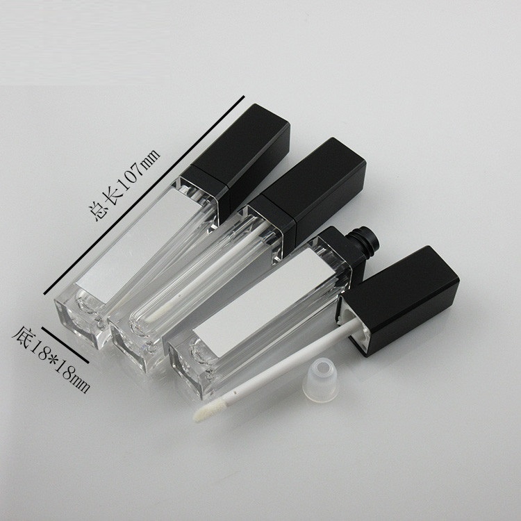 

10/30/50pcs 7ml Empty Makeup DIY Lip gloss bottle Black Square Lip Gloss Tube with mirror Labial glair bottle Cosmetic