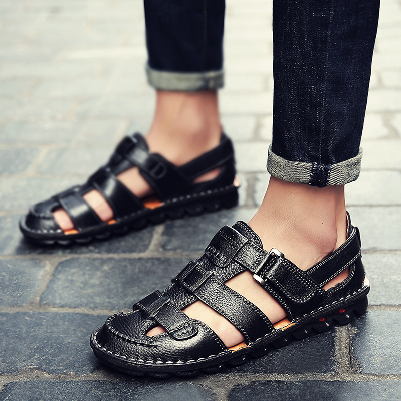 

Men Sandals New Summer Fashion Sandals Slippers Breathable Male Shoes Beach Man Fashion Outdoor Casual Shoes Big Size866, Black