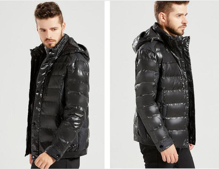 

new winter men's 90% goose down puffer jacket casual brand hoodies down parkas warm ski mens coats, Black