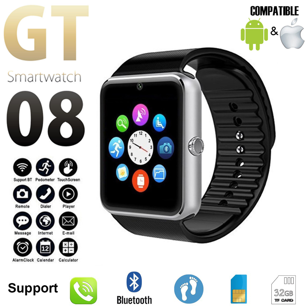 

Smart Watch GT08 Plus Metal Strap Bluetooth Wrist Smartwatch Support Sim TF Card Android&IOS Watch Multi-languages PK S8 Z60