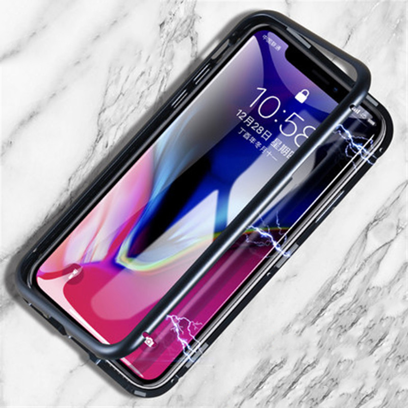 

Designer Magnetic Tempered Glass Phone Case for IphoneX/XS XR XSMAX 7P/8P 7/8 6P/6sP 6/6s Popular Full Cover Iphone Case, Black1