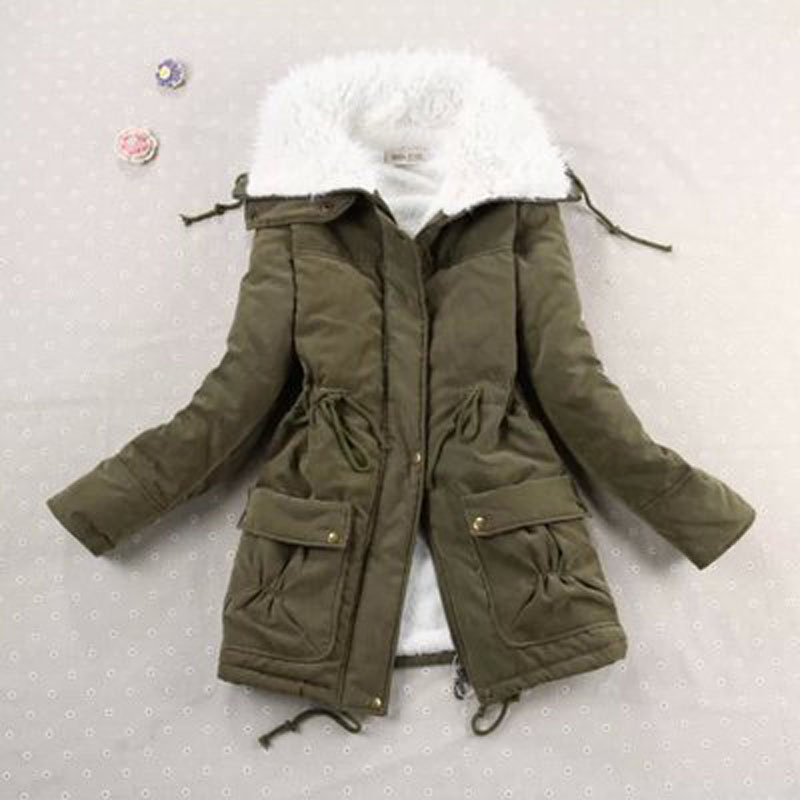 

Hot Fashion 2018 Winter Jacket Women 9 Colors Hooded Cotton-Padded Down Coat Long Female Jacket Coat Slim Warm Winter Outwear, Khaki