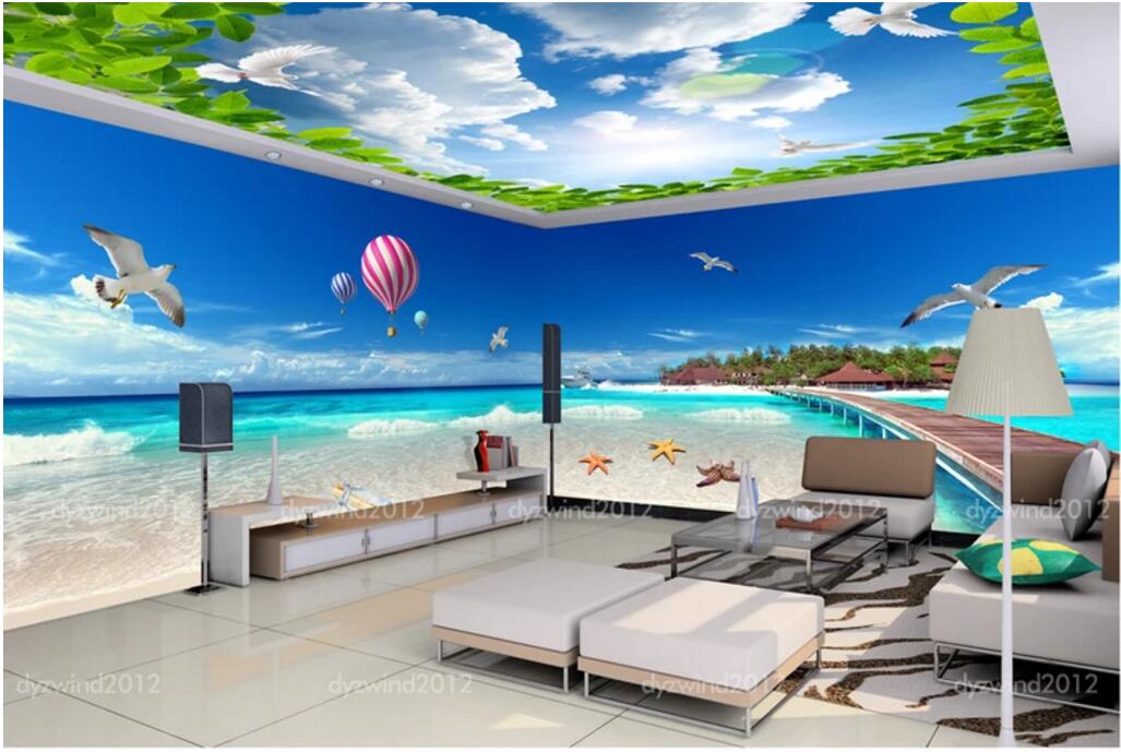 

custom photo 3d wallpaper Seaside beach blue sky scenery Whole house background wall home decor 3d wall murals wallpaper for walls 3 d, Non-woven wallpaper