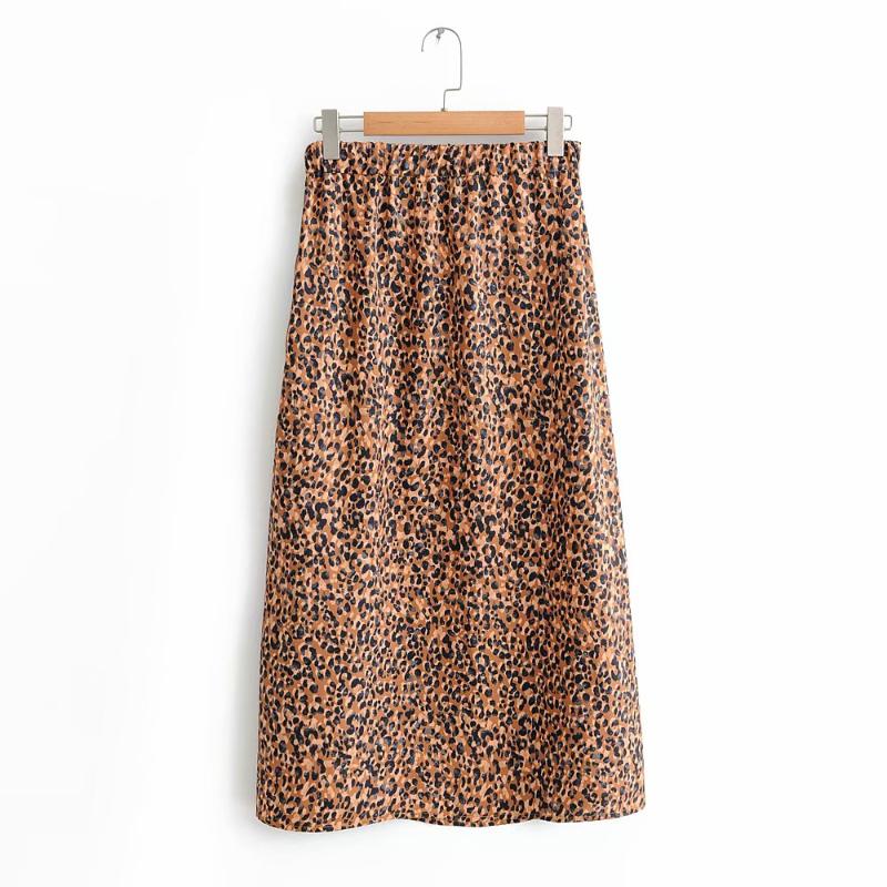 

2020 New Women Vintage sexy leopard printing a line midi skirt faldas mujer ladies side zipper split chic mid-calf skirts QUN568, As pic qun568she