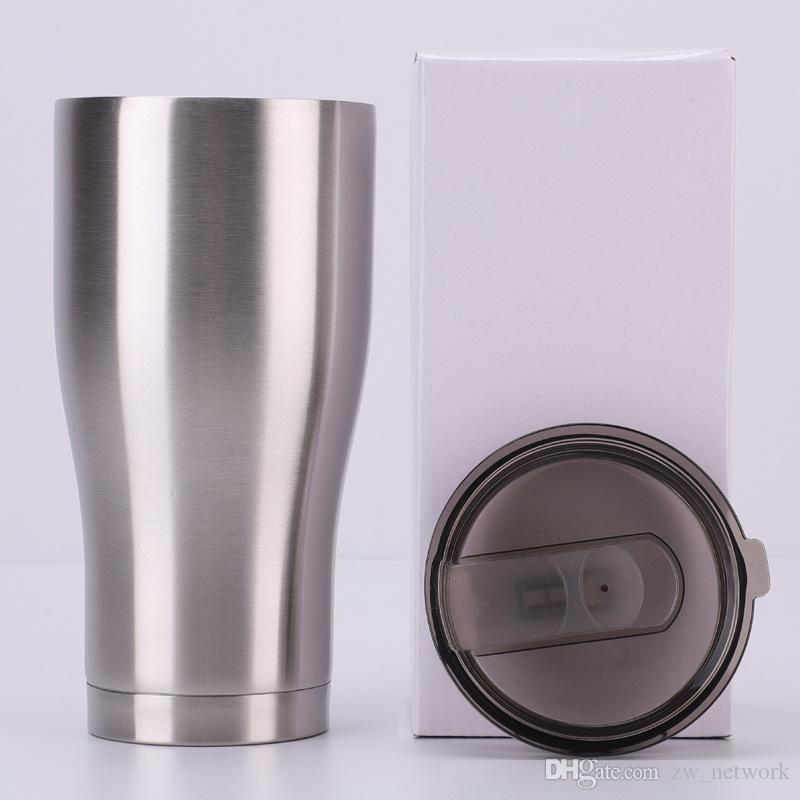 

20oz 30oz Modern Curved Cup Tumbler with slid lid double walls Stainless Steel vacuum Insulated travel mug water cup, Stainless steel color