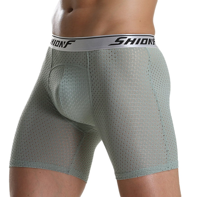 

Men Long Boxer Underwear Soft Male trunks boxers Comfortable Solid Stretch Shorts Breathable Underpants Panties, Mint