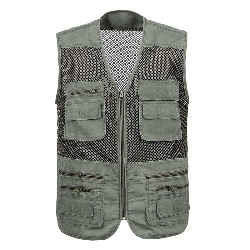 

Large Size 2020 Mesh Quick-Drying Vests Male with Many Pockets Mens Breathable Multi-pocket Fishing Vest Work Sleeveless Jacket, Gray