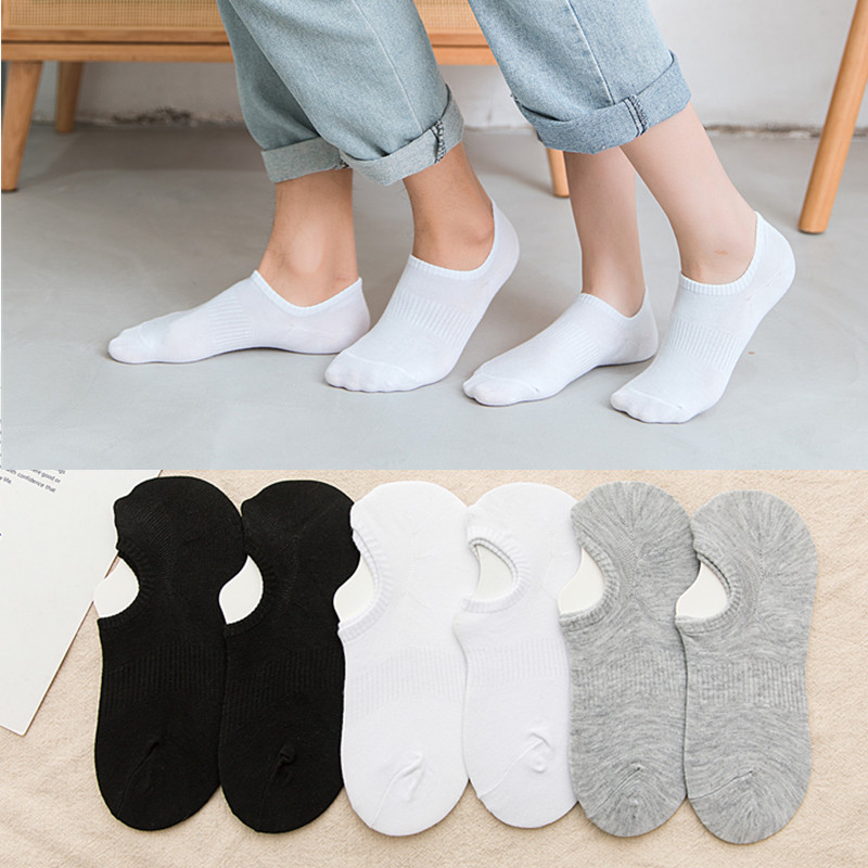 

Spring Summer Women Men Couple's Cotton Ankle Sport Short Socks Low Cut Invisible Breathable Solid Color Boat Ankle Socks, Wz028-gray