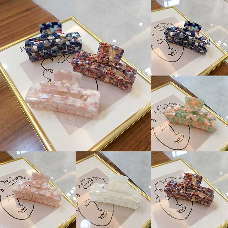 

Fashion Rectangle Acrylic Marble Hair Acetate Hair Clip Hairpins For Women girls Crab Clamp Accessories