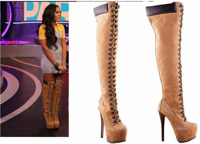 

Luxury style pu round toe front lace-up platform high-heeled high-top women's boots luxury style over the knee boots back zipper size 34-45, Yellow