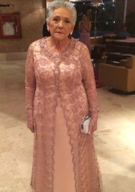 

pink Two Piece Mother Of the Bride Dresses Plus Size With Lace Bolero Jacket Groom Mother Outfits 2019 Wedding Party Evening Dresses