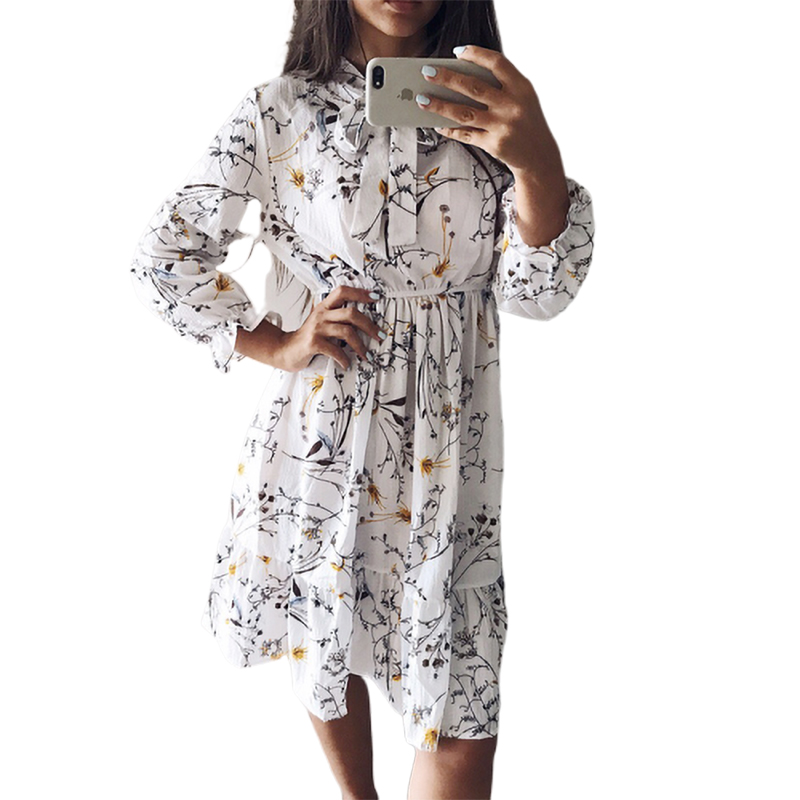 

Elastic waist Dress Women vintage Long Sleeve Office Autumn Winter Dresses Chiffon Midi Casual Red Floral Polka Ladies Vestidos, A1
