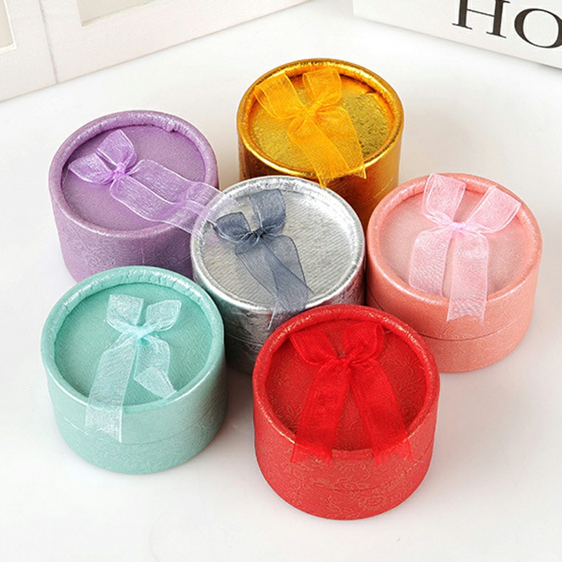 Rounded Velour Gift Boxes Jewelry Multi Colors Ring Earring Gift Carton Box Bowknot Case Jewelry Box Package Jewelry Storage Box-image-502192588