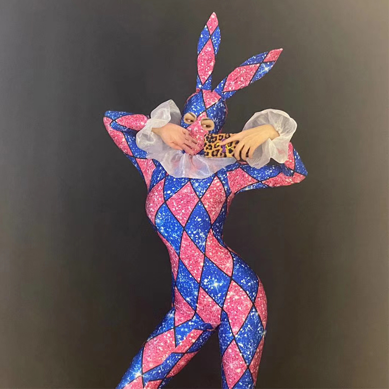 

Stage Costume Women Nightclub Cosplay Colorful Jumpsuit Sexy Outfits For Woman Jazz Rave Clothes Performance Wear DT2062, As picture