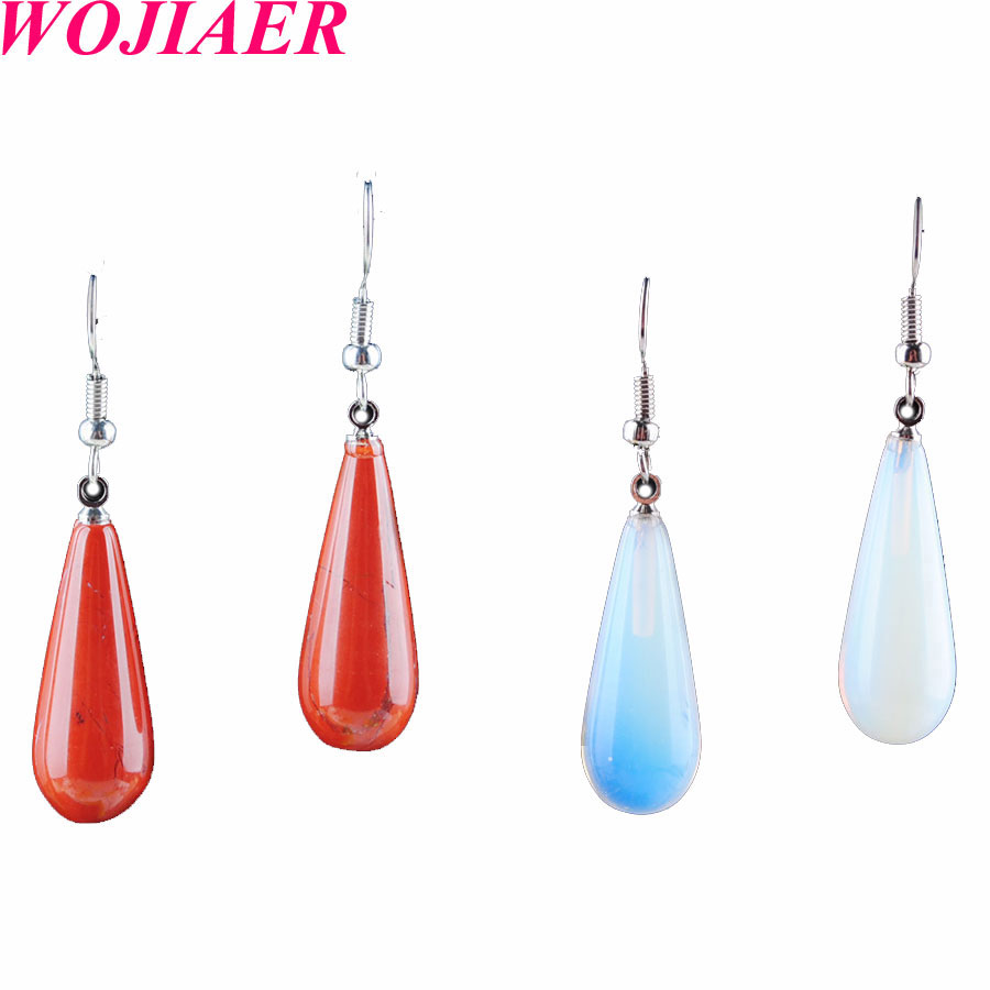 

WOJIAER Tears Beads Dangle Earrings Natural Opalite Lapis Lazuli Jasper Gem Stone For Women Jewelry DBR320