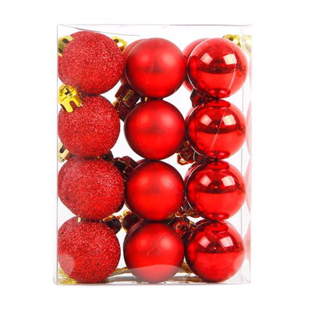 

12Pcs 6cm Christmas Ball Hanging Tree Ball Ornaments for Xmas Party Decor Pink Red
