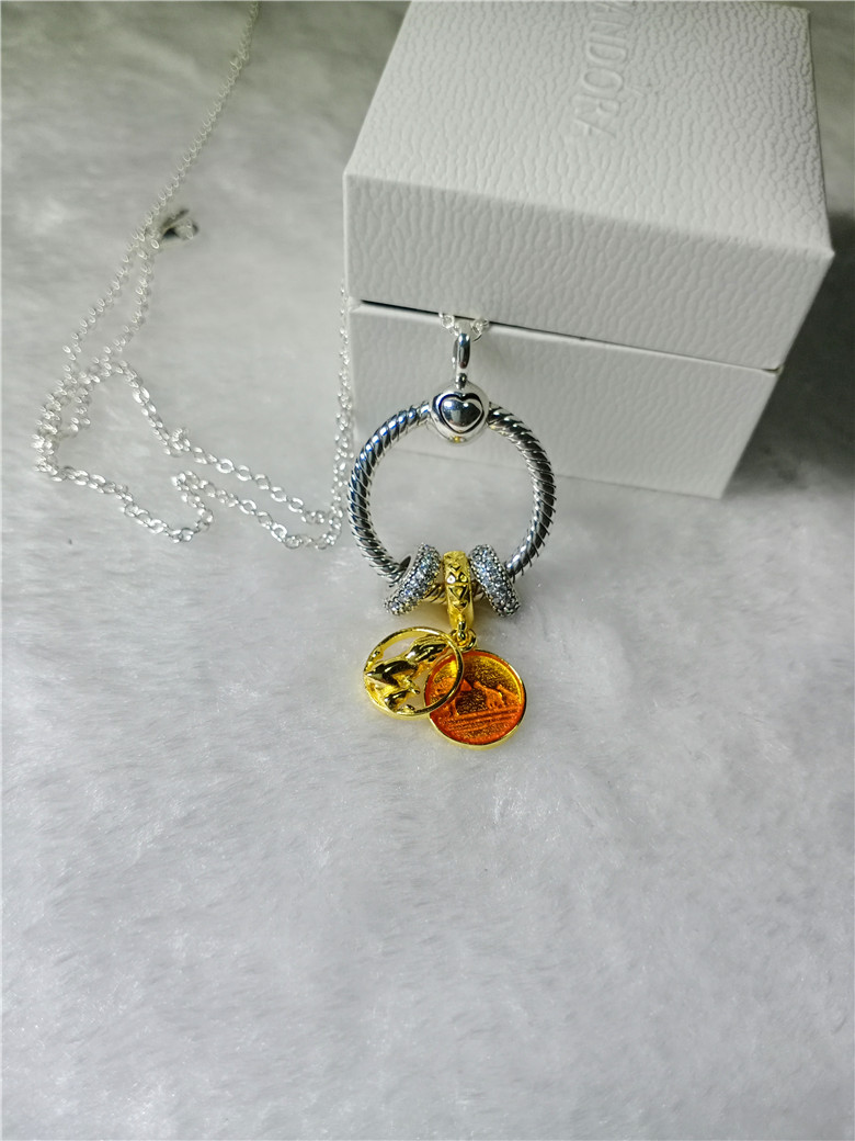 

Wholesal standard silver Crown Horse circle #60MM/ #90MM RINGS fashion necklace for pandola style gift Christmas present within original box