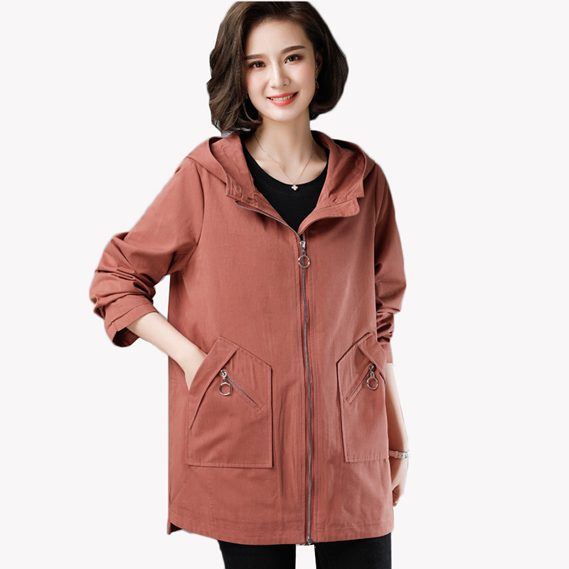 

Spring Autumn Women Trench Coat New Korean Loose Cotton Outerwear Plus Size 4XL Middle-aged High-quality Windbreaker Female Tops, Black