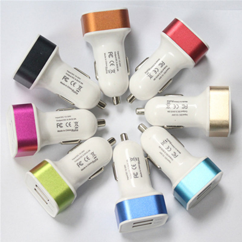 

USB Car Chargers Adapter Car Plug Triple 2 Port Car Charger Adapter Smartphone Round Square Charger