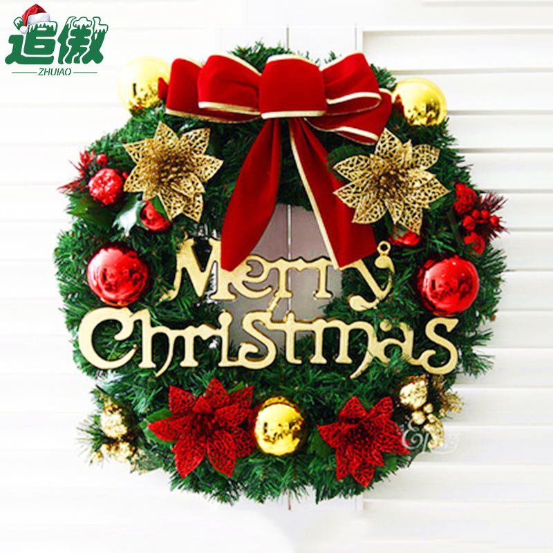 

30/40/50cm Christmas Wreath with LED Handmade Rattan Pendant Garland Cafe Home Party Festive Christmas Tree Door Wall Decoration