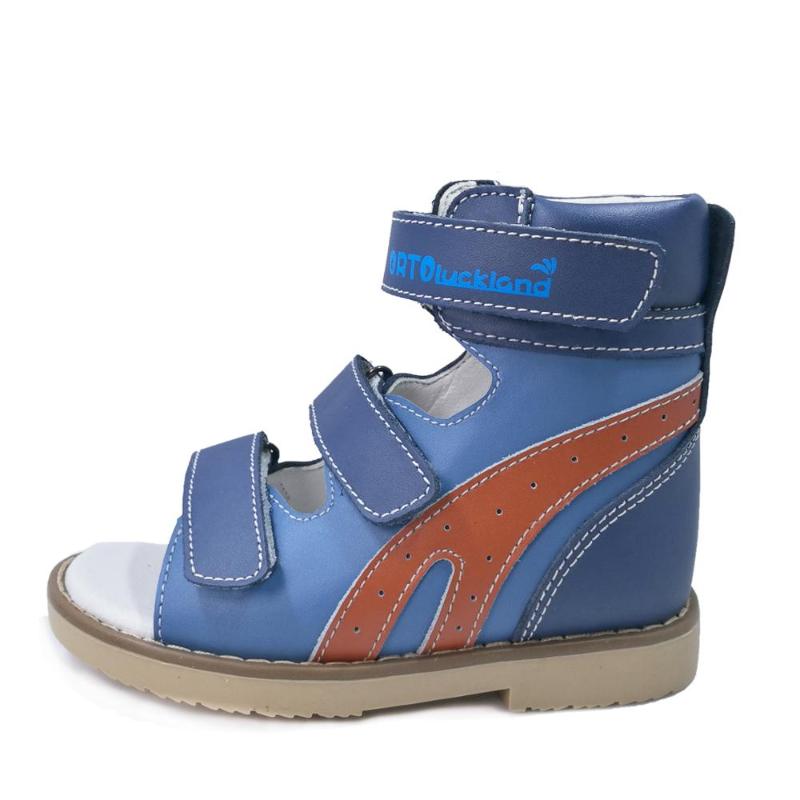 

Ortoluckland Kids running split leather sandals children flatfoot orthopedic shoes with flat insole boys summer blue chaussure, Without insole
