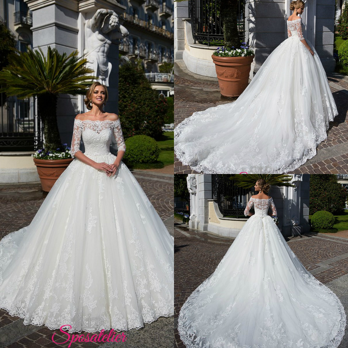 

Gorgeous Country Wedding Dresses Off The Shoulder Lace Appliques Boho Bridal Robes De Mariée Custom Made High Low Bohemian Wedding Dress, Pink